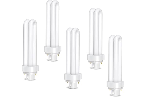 5-pack 26 W 2 stift PLC G24d-3 rörlampor, kallvitt ljus 6 500 K, 1 600 LM, 2U dubbelsvängd rör, ej justerbar, lämplig för kök, matsal, bar, sovrum, kontor