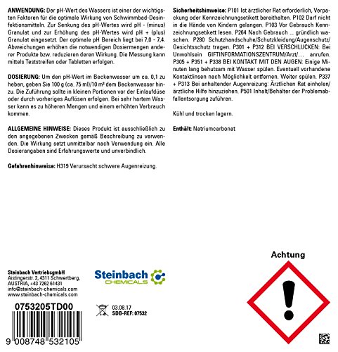 Steinbach Poolchemie, pH Plus Granulat, weiß, 10 x 10 x 20 cm, 0753205 - 4