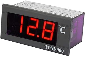 FAFEICY TPM-900 Contrôleur de Température Numérique 220VAC 3W, -40℃~110℃, Contrôleur de Thermostat de Capteur, avec Indicateur de Panneau LED et Insérez Panneau, Refroidissement et Chauffage,Précision ±0.1℃