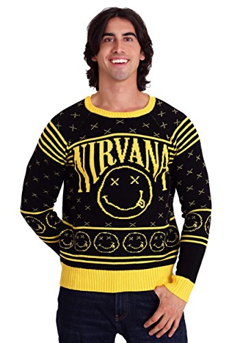 FEA Merchandising Nirvana Smiley Pattern Ugly Christmas Sweater X-Large