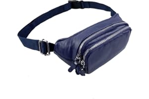 WOODLAND LEATHERS Italian Leather Bumbag for Women, Fashion Fanny Pack Bum Bag for Ladies, Perfect for Walking, Festivals and As Travel Passport Holder Bag with up tp 50 inches Adjustable Strap (Fashion, Navy)