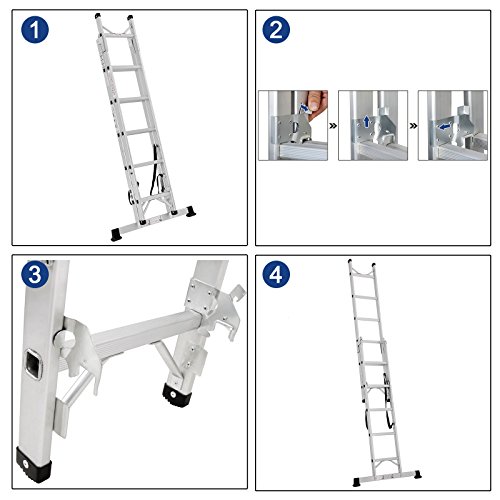 Songmics Leiter (2.57m) Treppenleiter Universalleiter 3-Wege-Haushaltsleiter aus Aluminium GLT260 - 8