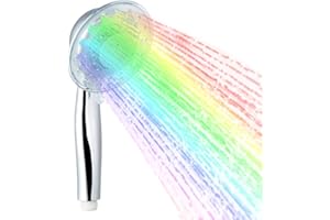 LEDGLE Ducha LED de luz 7 Cambia de Colores Alcachofa de Ducha con Luz LED Automáticamente, Ajustable Fujo de Agua, No Necesita Pilas