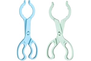 BLOOMEXCELLENT 2Pcs Safety Nurse Hot Milk Feeding Bottle Clamp Non-Slip Baby Bottle Clip Anti-Skid Infant Feeding Bottle Tongs Easy to Clean Clip for Feeding Babies (Blue Green)