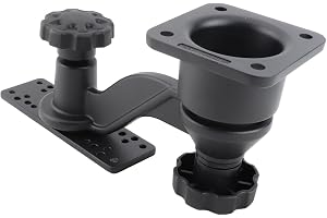 BONKZEBU 6-tums Svängarmsfäste Marinklassad Aluminium, Horisontell Bas Böjd Svängarmsfäste för Fishfinders Kartplotrar, 360 R