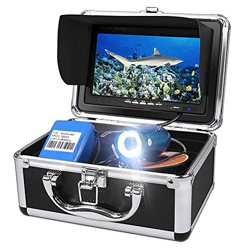 HBUDS - Videocamera da Pesca Subacquea, Impermeabile IP68, con Monitor LCD TFT da 7", con Custodia per Il Trasporto per Ghiaccio, Lago e Pesca in Barca