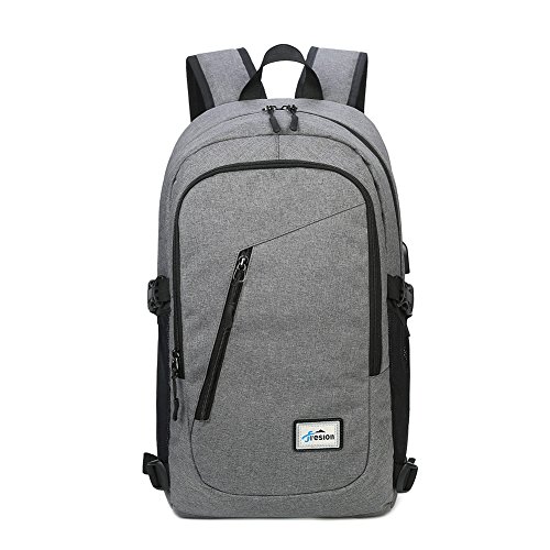 Laptop Rucksack mit USB Ladeanschluss   Fresion Oxford College Schulrucksack Jungen M  dchen Teenager Gro   Schultasche f  r 15 zoll Notebook Lenovo  