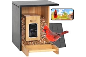 NETVUE by Birdfy Smart Bird Feeder Camera Premium Bamboo Feeders, Auto-Capture & Instant Alert, Solar Powered Bird Watching Camera for Outdoor/Garden, Birdfy Bamboo Mini