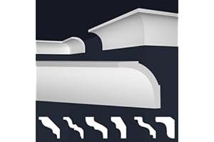 MARBET DESIGN Molduras de techo Marbet de espuma de poliestireno XPS - Molduras de estuco de alta calidad, ligeras y robustas con un diseño moderno - (Paquete económico de 30 metros E-13-75x75mm)