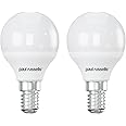 paul russells LED Light Small Edison Screw E14, 40w Equivalent Bulb, 4.9W 470LM LED Bulbs, 2700K Warm White, Mini Globe Frosted G45 SES Golf Energy Saving (Not Dimmable) Lightbulbs, Pack of 2