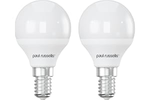 paul russells LED Light Small Edison Screw E14, 40w Equivalent Bulb, 4.9W 470LM LED Bulbs, 2700K Warm White, Mini Globe Frosted G45 SES Golf Energy Saving (Not Dimmable) Lightbulbs, Pack of 2
