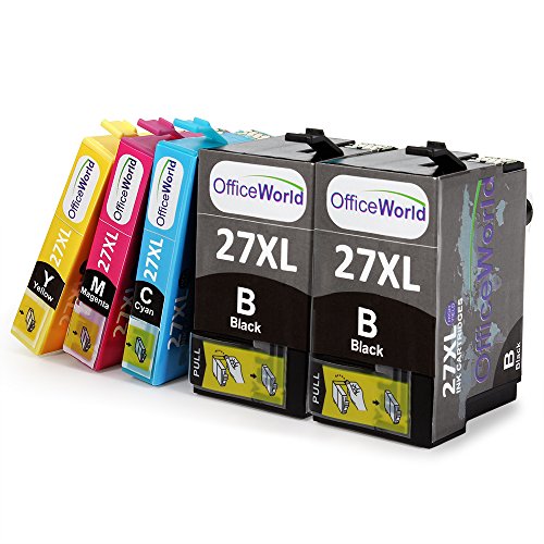 OfficeWorld Kompatible Patronen Ersatz für T27XL Tintenpatronen (2 Schwarz, 1 Cyan, 1 Magenta, 1 Gelb) Hohe Kapazität für WorkForce WF-3620DWF WF-7610DWF WF-3640DTWF WF-7110DTW WF-7620DTWF, Packung mit 5