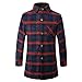 Produktbild VENMO Mens Plaid Mantel mit Tasche Elegante Lang Wollmantel Trenchcoat Winterjacke Business Parka Windbreaker Überzieher Retro Klassische Warm Kunstleder Mäntel Jacken LederJacke Coat (L, Red)