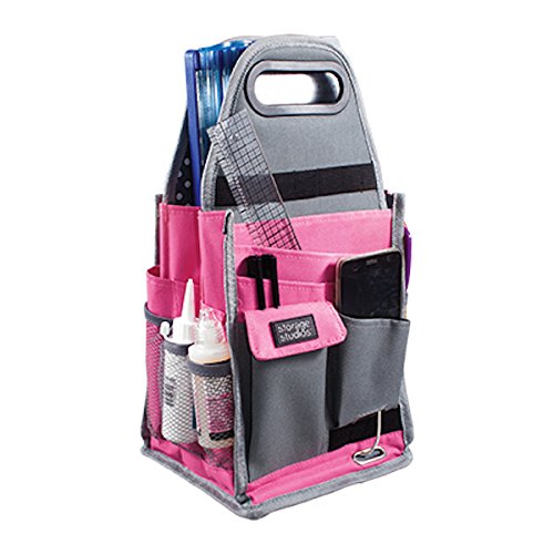 Advantus Paper Storage Studios Spinning Craft Tote-7.25 x 7.75 x 15 inches, Pink and Gray