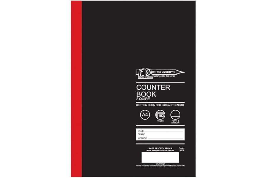 Freedom Stationery 2 Quire 192 Pages A4 Feint and Margin Counter Books 5-Piece Set