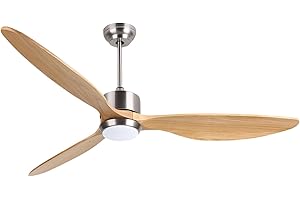 Ovlaim 165 CM di legno solido 3 elica a pale con ventilatore intelligente per soffitti leggero e remoto, 6 motore a corrente continua silenziosa velocità per salotto, camera da letto