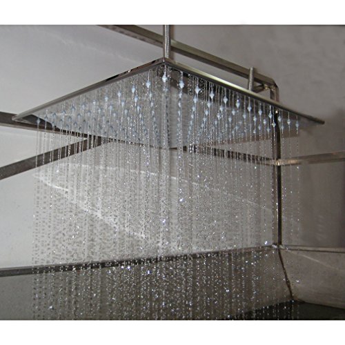 Auralum® 2Jahren Garantie 40*40cm Top Spray Festmischer Duschkopf Showerhead Regendusche Regenbrause die Beleuchtungsanlage für Badezimmer-Installation Dusche Quadrat-LED Dusche mit regen Effekt in Variablen Farben Edelstahl (Chrom) - 8