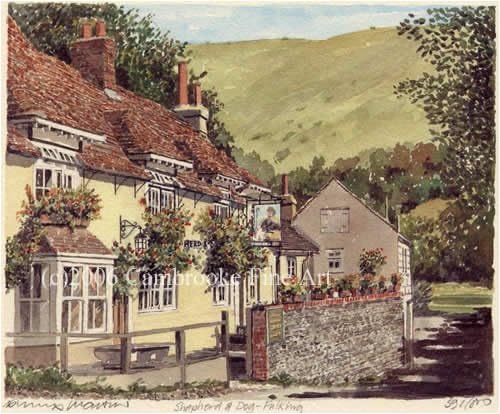 Portraits of Britain Limited Edition Framed Artist's Print - Fulking - Shepherd and Dog, Sussex