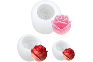 Dancepandas Moldes Cubitos de Hielo Silicona 3 Piezas Bandeja de Hielo de Silicona Ice Cube Tray Cubitera Hielo Silicona, Sin BPA, para Cola,Cócteles,Whisky (Forma de Rosa)