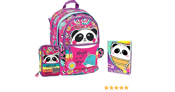 ZAINO SCUOLA GOPOP panda pop-up estensibile 5 grafiche GIOCHI PREZIOSI  STILE AMERICANO + astuccio 3 zip completo + diario 2022/2023 + omaggio  portachiave + omaggio 10 penne glitterate : Amazon.it: Valigeria