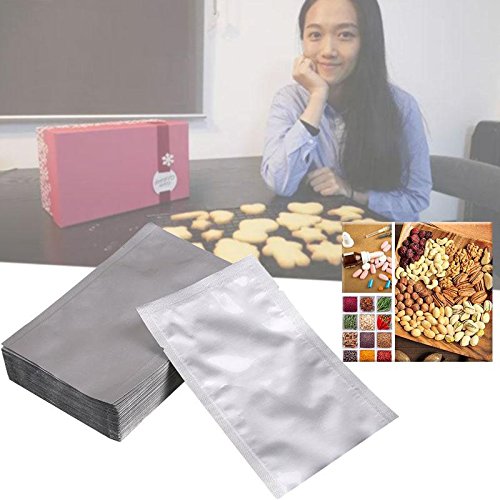 attachmenttou 50Pcs Silver Aluminum Foil Package Bag Home Sealer Food Kitchen Storage Pouches