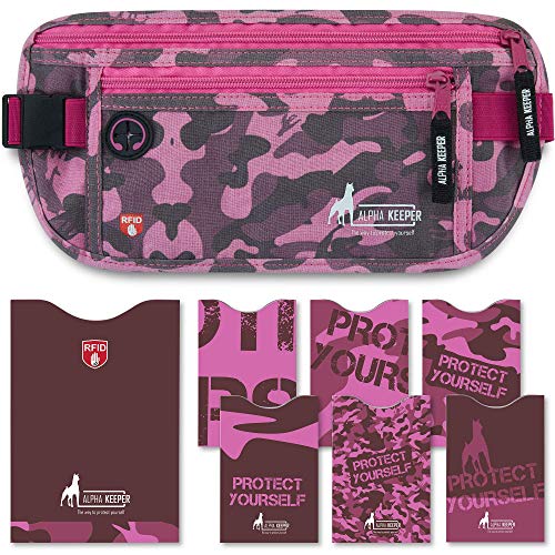 Portadocumentos Viaje Tipo cinturón de Viaje con Bloqueo RFID - Incluye Set de Funda Pasaporte y Tarjetas con Bloqueador RFID para Uso Diario [Nuevo Modelo 2019]