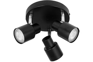 firstchoicelighting Black Bathroom Ceiling Spotlight, Modern 3 Way Adjustable Spot Light Fitting, IP44 Rated, LED Compatible
