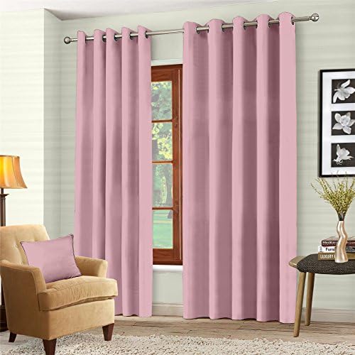 Luxury Pair Thermal Blackout Curtains Ring Top Eyelet Fully Lined insulated Super Soft Ready Made Solar Blackout 168 x 229cm - Light Pink
