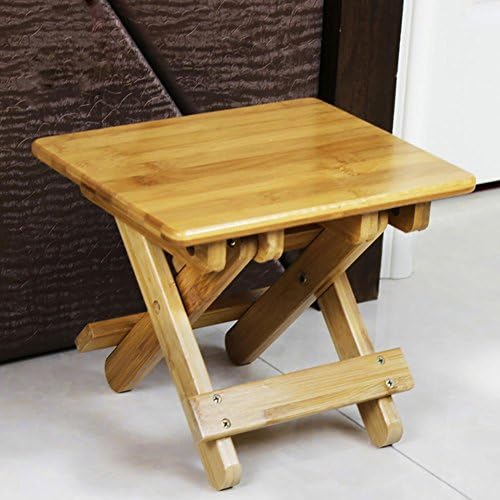 SFZMRYLSY Folding wooden stool Bamboo Small bench Footstool Children stool Portable outdoor Mazar Fishing chair Smoothness process Antirust Anti-mold adult Square stool Collapsible Environmental protection , 25*20.5*20cm