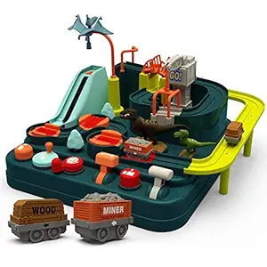 Roebii Kids Rail Car Adventure Toy, Urban Rail Vehicle Parking Lot Kit Children Race Car Track Set Creative and Funny Train Set Car Model Racing Educational Toys Best Gifts for Boys Girls Kids