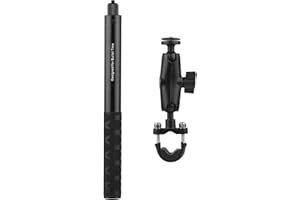 Camnoon 28 cm-115 cm regulowana długość czarny kijek do selfie motocykl rower niewidoczny kijek do selfie ze śrubą 1/4 cala, uchwyt na kierownicę, zestaw montażowy do kamery Insta360 ONE X/ONE/EVO