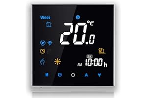 BecaSmart 3000 Series WiFi Thermostat pour Chauffage à l'eau 3A Ecran Tactile LCD de connecté WiFi avec Programmation Intelligent sans Fil Contrôle du téléphone Noir