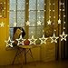 Produktbild LED Vorhang Schnur Lichter,Luposwiten Stern Vorhang beleuchtet 2.5m Feenhafte Schnur beleuchtet mit 12 Sternen 138pcs geführt, 8 Arten Fenster Vorhang Lichter für Schlafzimmer/Dekorationen (Warmweiß)