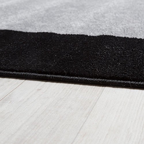 Designer Teppich Wohnzimmer Teppich Bordüre in Grau Schwarz Creme Preishammer, Grösse:160×220 cm - 2