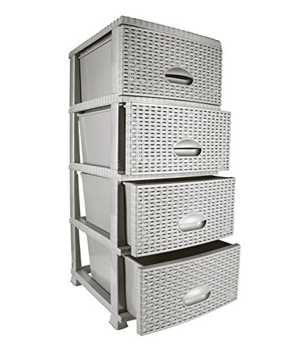 Preisvergleich Produktbild Schäfer Kommode Rattan Optik grau