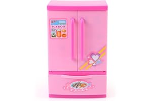 ZERODIS Enfant Jouet d'Imitation Mini Réfrigérateur Rose en Plastique Rôle Jouet reative Petits appareils ménagers Modèle Jouets Éducatif Simulation Jouets Maison Appliance