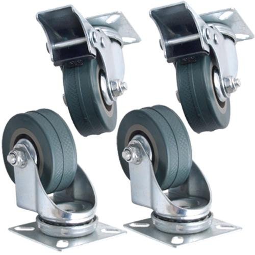 Kabalo Set di 4 x girevole Heavy Duty GOMMA GRIGIA 50mm (2 pollici) Castor / Caster Wheels (2 x di serie, 2 x freno), Capacità di carico 40kg per ruota [Set of 4 x Swivel Heavy Duty GREY RUBBER 50mm (2 inch) Castor / Caster Wheels (2 x standard, 2 x brake), Load capacity 40kg per wheel]