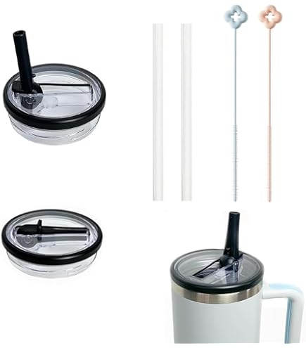 2 Coperchi Anti-perdite Con Cannucce Per Stanley Quencher 1134g, In Acciaio Inox E Plastica BPA Free, Set Con Chiave Rimozione