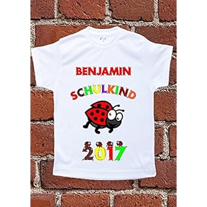 personalisierte bedruckte Einschulungs-T-Shirts 2017 - Motiv 5 mit Wunschanmen