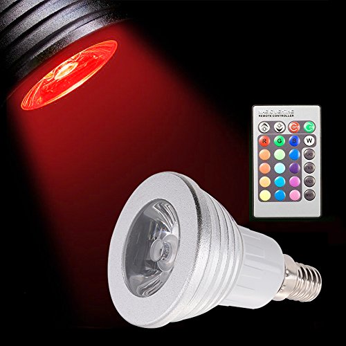 Sunix® 3W E14 RGB LED Lampe multicolor Glühbirne / Glühlampe mit Ferbedienung, Farbwechsel 16 Farben Auswahl, LED Leuchtmittel, LED Birnen