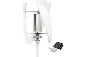 FABLESTORYEM Kit Complet D'éolienne à Axe Vertical 12V 24V 48V 110V 220V, 3 Pales, éolienne 14000W avec Contrôleur Mppt, pour Terrasse, Camping-Car, Bateau, Chalet,White-220V