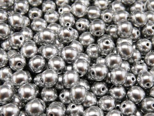 50 Pieces Czech Glass Pressed Beads Druk Round 6 mm Crystal Bronze Aluminium