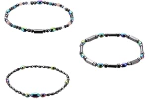 ULTNICE Magnetische Therapie Fuß Kette 3Pcs Hämatit Polygon Perlen Arthritis Armband Fußkettchen Schmuck für Mädchen Frauen Männer Damen