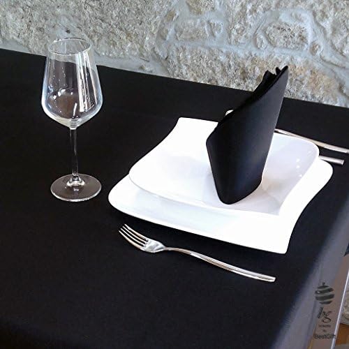 LUXURY BLACK PLAIN TABLECLOTH ANTI STAIN PROOF RESISTANT - RECTANGLE - LARGE SIZES (140cm x 300cm (55" x 118"))