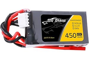 Tattu 3S 450mAh Batería Lipo 11,1V 75C con Conector JST para dron UAV, cuadricóptero RC, multirrotor, FPV