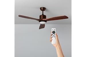 LEDKIA LIGHTING TECHBREY Ventilatore da Soffitto Silenzioso Forest Marrone 132cm Motore DC Legno Scuro Telecomando Con Luce