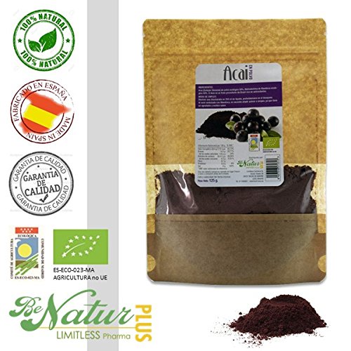 Acai en poudre BeNatur Plus - Acai (Euterpe Oleracea) Bio édulcoré à la Mandioca Bio 125 g