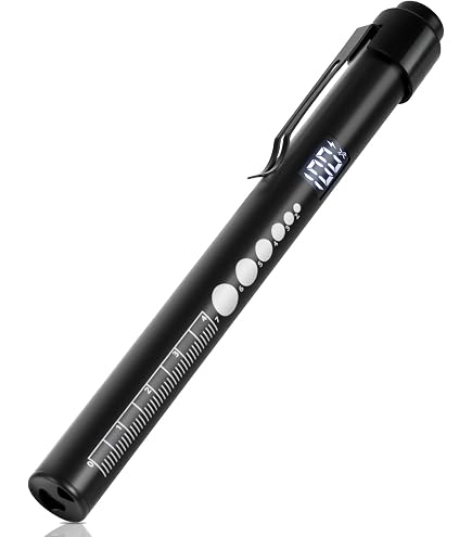 Torcia Penna LED Per Diagnosi Medica Con Scala Pupillare E Righello – Leggera In Alluminio Con Clip, 2 Batterie AAA Incluse
