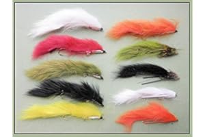 TROUTFLIES UK LURES Snake and Zuddler Fishing Flies,10 Pack Mixed Colours, SIze 10, Fly Fishing