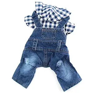 PETCARE Pet Dog Clothes Denim Puppy Jumpsuits Classic Jeans Hoodies for Small Medium Dogs Cats Spring Summer Autumn Dog Cat Apparel Costume